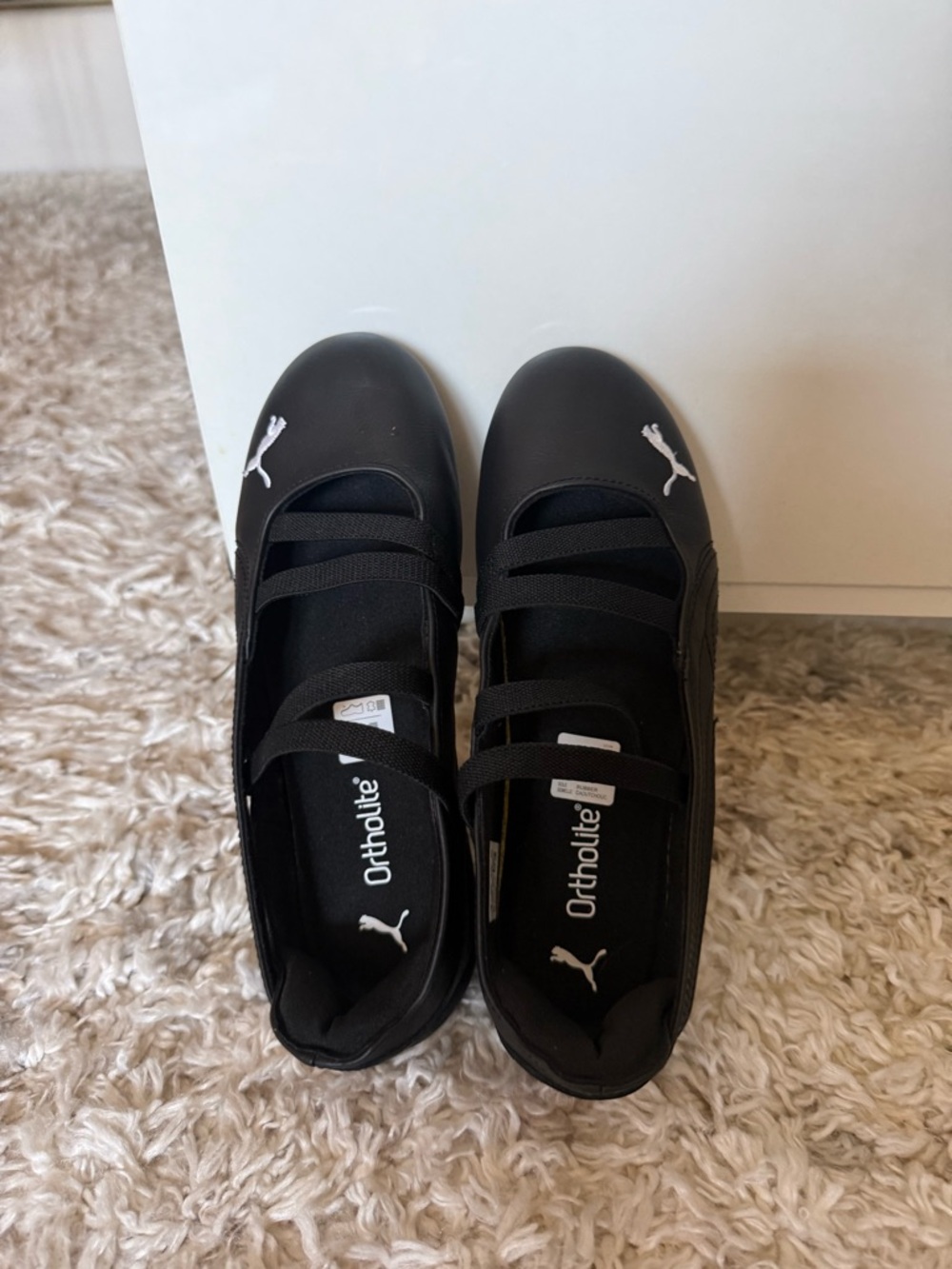 Puma Black Elastic-Strap Ballet Sneakers with White Logo - Picture 11 of 11